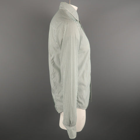 BAND OF OUTSIDERS Size L White & Green  Button Down Long Sleeve Shirt