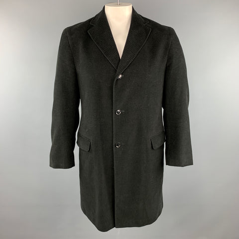 BARNEY'S NEW YORK 42 Manteau long à revers cranté en coton noir 