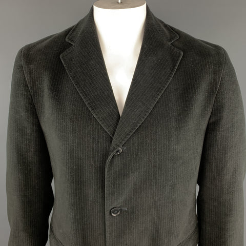 BARNEY'S NEW YORK 42 Manteau long à revers cranté en coton noir 
