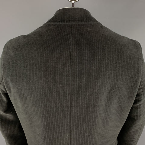 BARNEY'S NEW YORK 42 Black Cotton Notch Lapel Long Coat