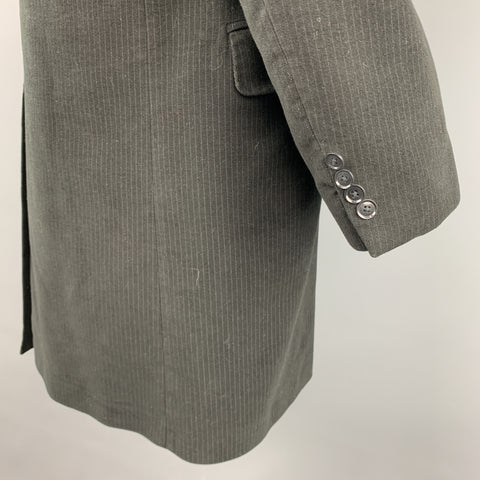BARNEY'S NEW YORK 42 Black Cotton Notch Lapel Long Coat