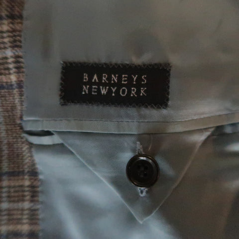 BARNEY'S NEW YORK Chest Size 44 Regular Brown Plaid Cashmere Sport Coat