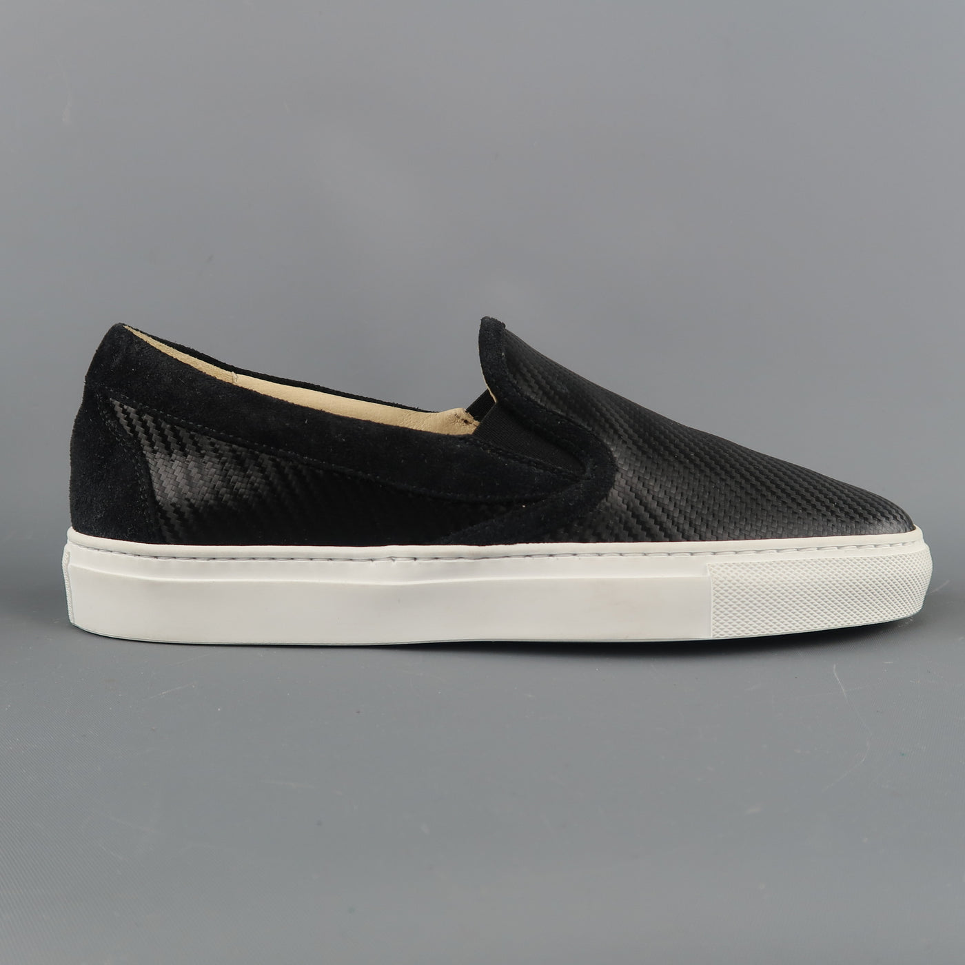 BARNEY'S NEW YORK Size 6 Black Textured Rubber & Suede Slip On Sneakers
