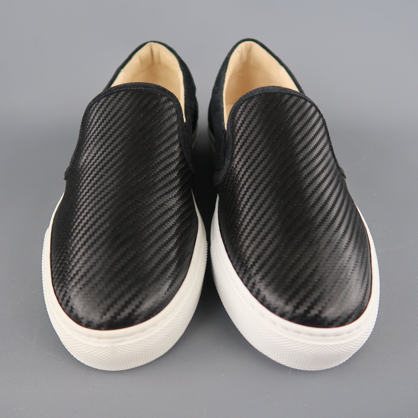 BARNEY'S NEW YORK Size 6 Black Textured Rubber & Suede Slip On Sneakers