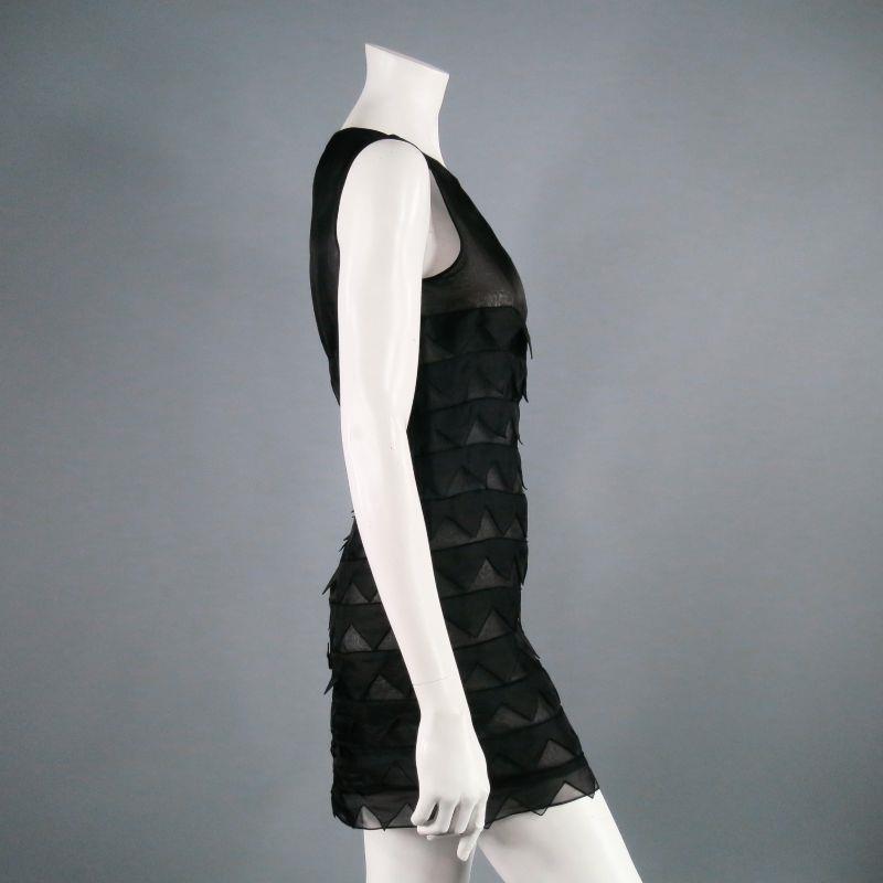 BEHNAZ SARAFPOUR Size 4 Black Silk Layered Texture Cocktail Dress