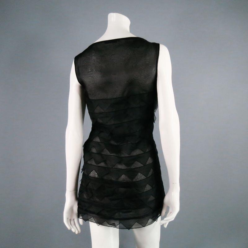 BEHNAZ SARAFPOUR Size 4 Black Silk Layered Texture Cocktail Dress