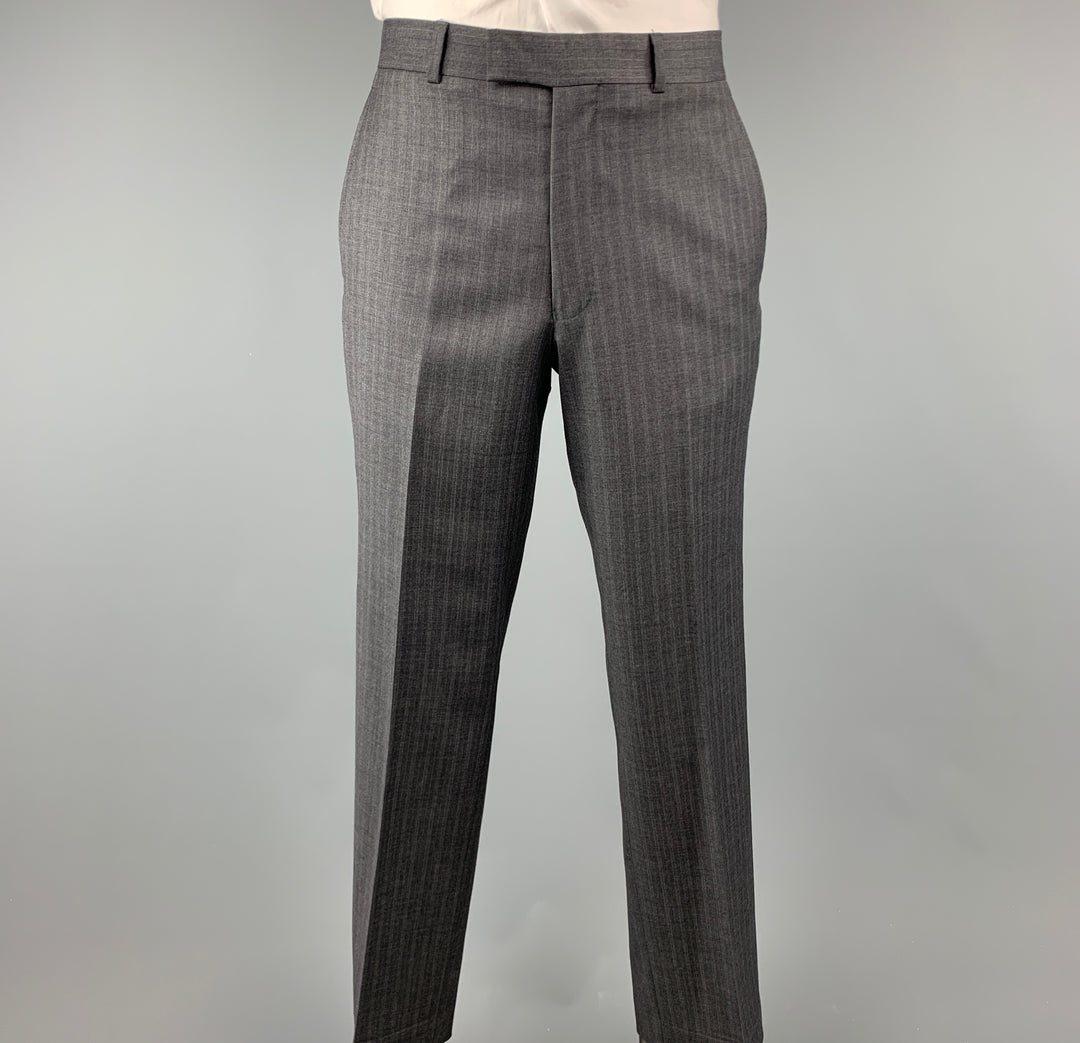 BEN SHERMAN 40 Gray Stripe Wool 33 x 30 Notch Lapel  Suit