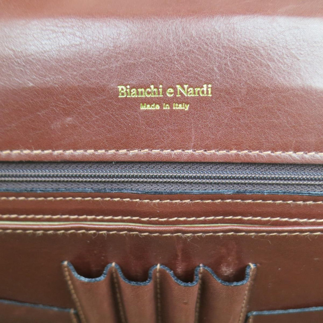 BIANCHI e NARDI Cheery Brown & Gold Leather Briefcase