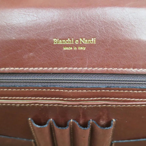 BIANCHI e NARDI Cheery Brown & Gold Leather Briefcase BIANCHI e NARDI