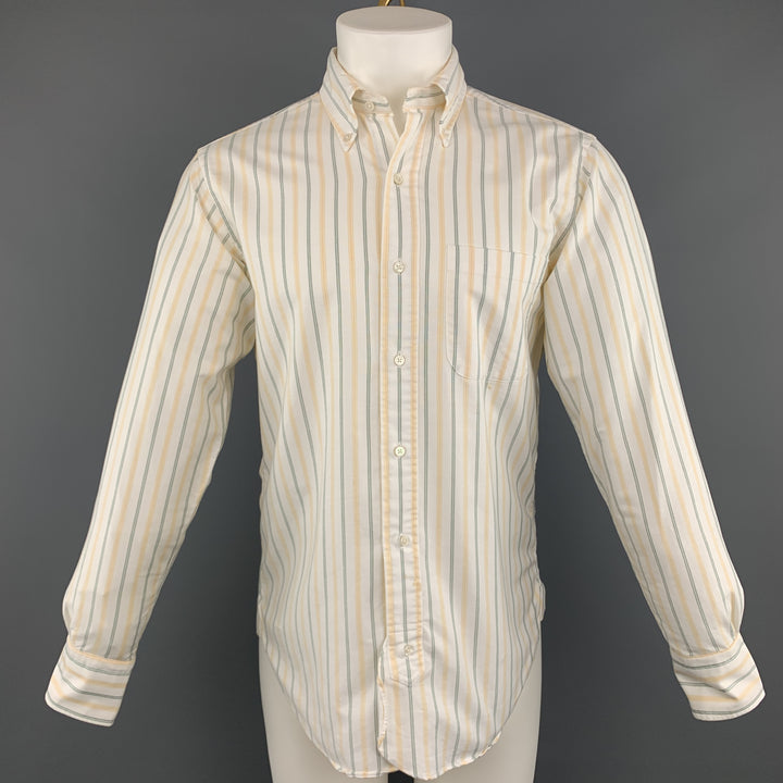 BLACK FLEECE Size S White Stripe Cotton Button Down Long Sleeve Shirt
