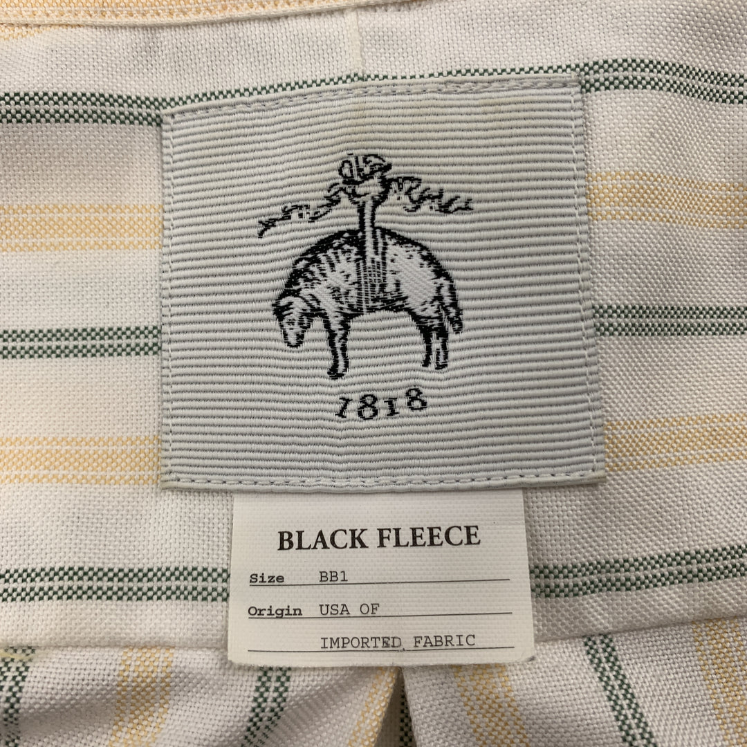 BLACK FLEECE Talla S Camisa de manga larga con botones de algodón a rayas blancas 