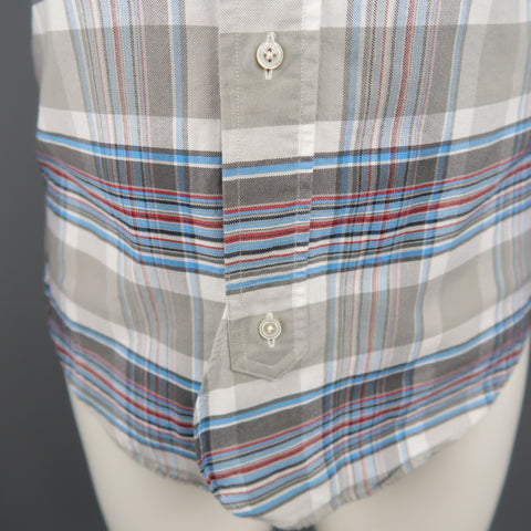 BLACK FLEECE Size XS Gray & Blue Plaid Cotton Long Sleeve Shirt