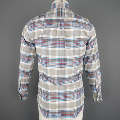 BLACK FLEECE Size XS Gray & Blue Plaid Cotton Long Sleeve Shirt