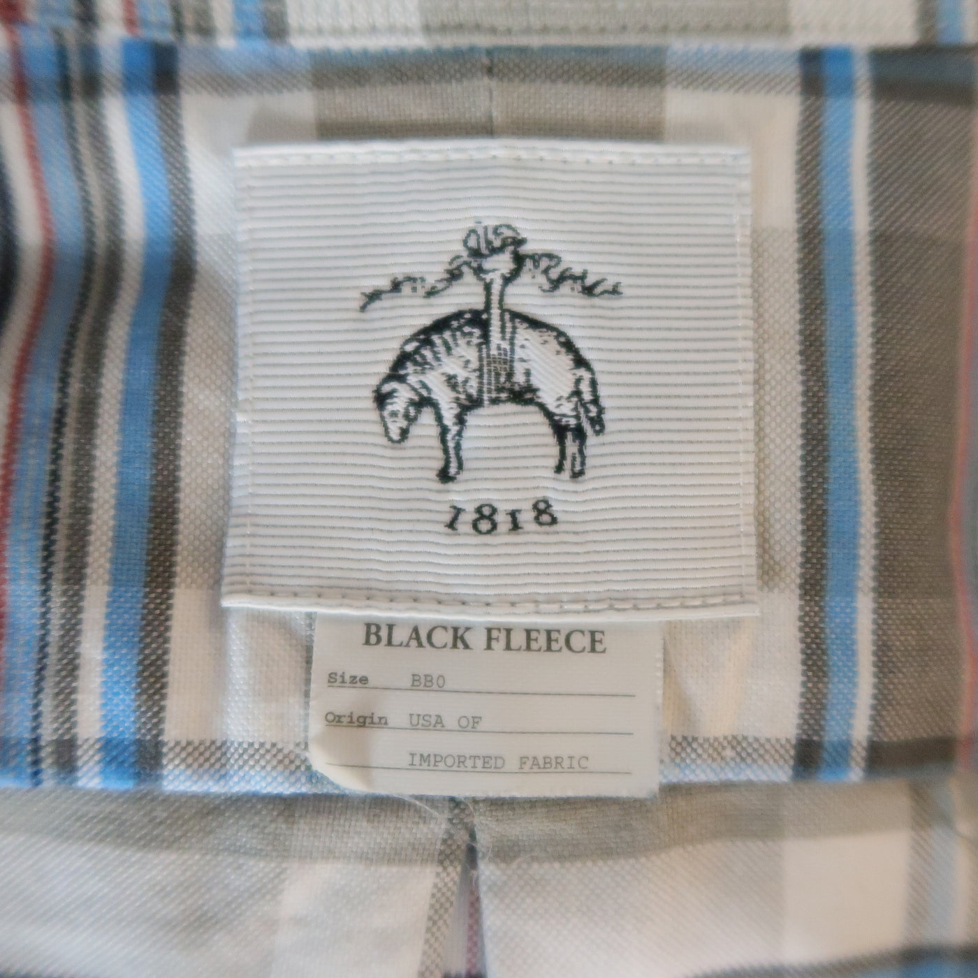 BLACK FLEECE Size XS Gray & Blue Plaid Cotton Long Sleeve Shirt