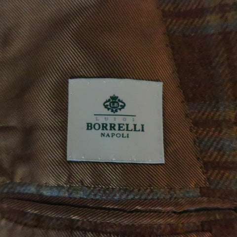BORRELLI 44 Brown & Gold Plaid Cashmere Sport Coat