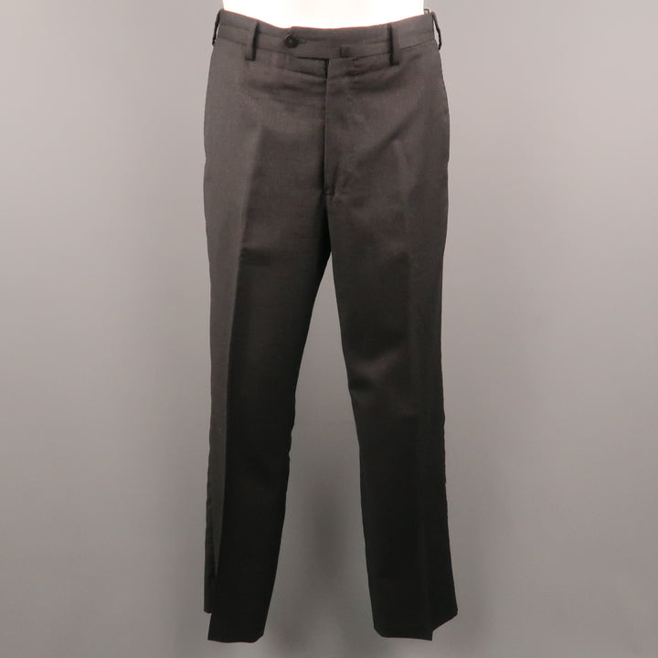BORRELLI Size 32 Charcoal Solid Lana wool 28 Zip Fly Dress Pants