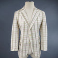 BOTTEGA VENETA 38 Short Cream Cotton / Silk Brown & Pink Plaid Sport Coat BOTTEGA VENETA