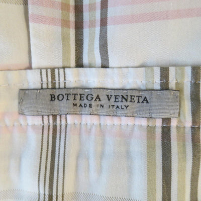 BOTTEGA VENETA 38 Short Cream Cotton / Silk Brown & Pink Plaid Sport Coat