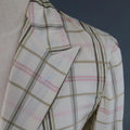 BOTTEGA VENETA 38 Short Cream Cotton / Silk Brown & Pink Plaid Sport Coat BOTTEGA VENETA