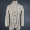 BOTTEGA VENETA 38 Short Cream Cotton / Silk Brown & Pink Plaid Sport Coat BOTTEGA VENETA
