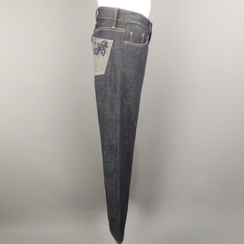 BOTTEGA VENETA Taille 28 Indigo Solid Denim 30 Jean à braguette zippée
