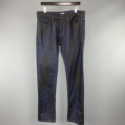 BOTTEGA VENETA Size 34 x 33 Indigo Contrast Stitch Denim Zip Fly Jeans