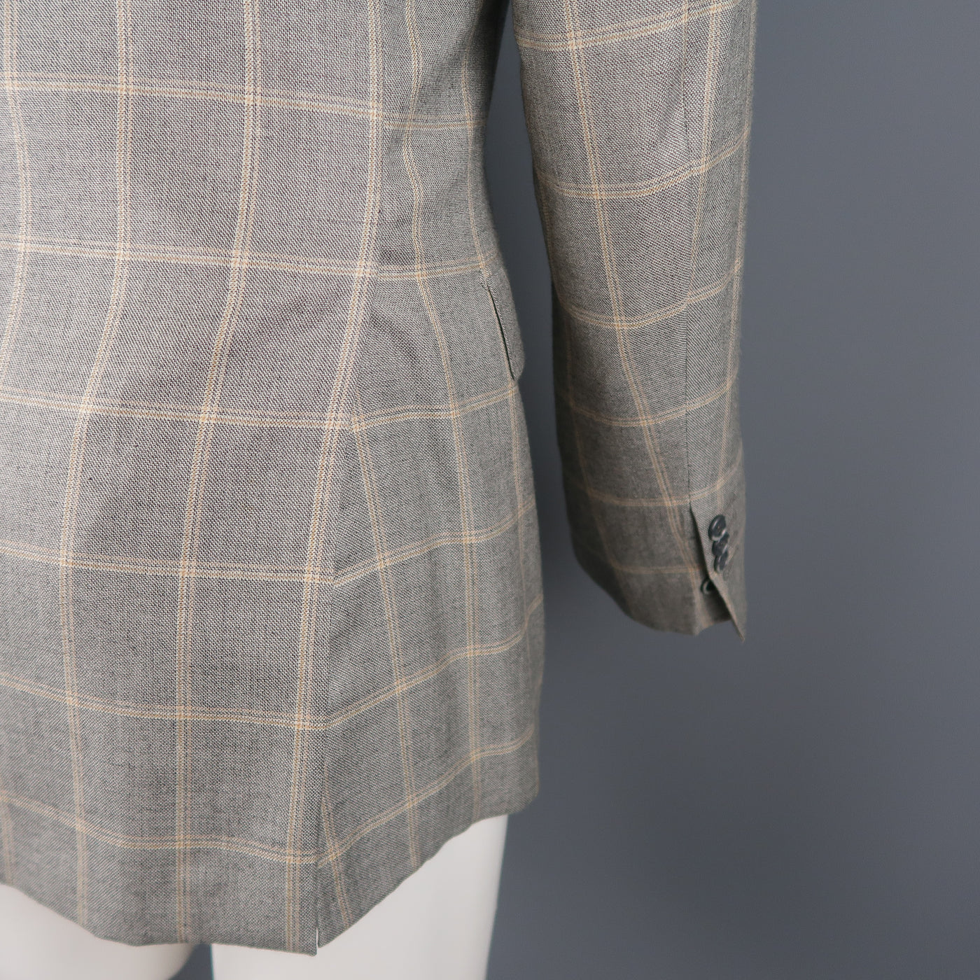 BRIONI US 40 / IT 50 Gray Window Pane Wool & Silk Blazer / Sport Coat