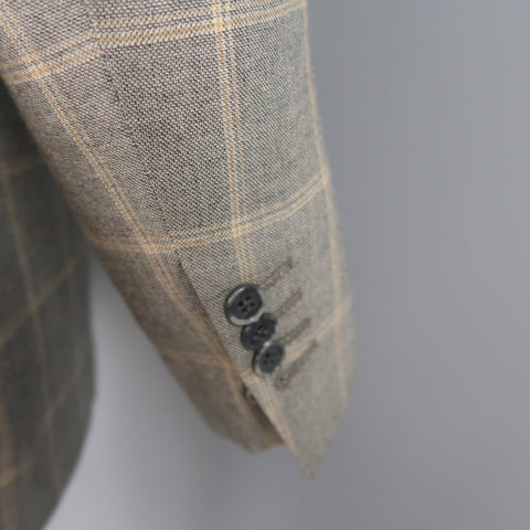 BRIONI US 40 / IT 50 Gray Window Pane Wool & Silk Blazer / Sport Coat