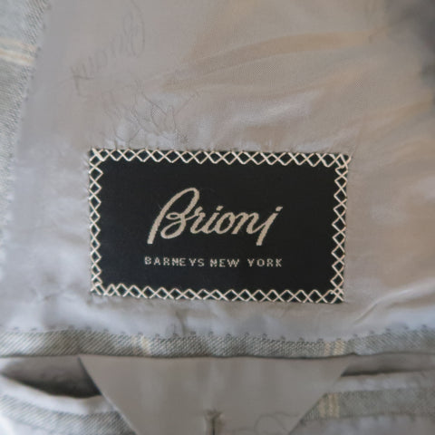 BRIONI US 40 / IT 50 Gray Window Pane Wool & Silk Blazer / Sport Coat