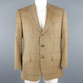 BRIONI 40 Regular Gold & Navy Plaid Wool Sport Coat BRIONI