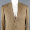 BRIONI 40 Regular Gold & Navy Plaid Wool Sport Coat BRIONI