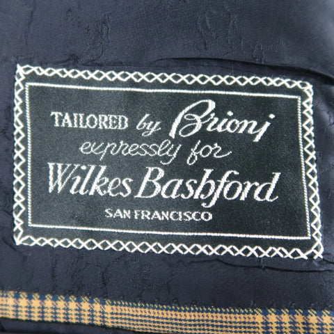 BRIONI 40 Regular Gold & Navy Plaid Wool Sport Coat BRIONI