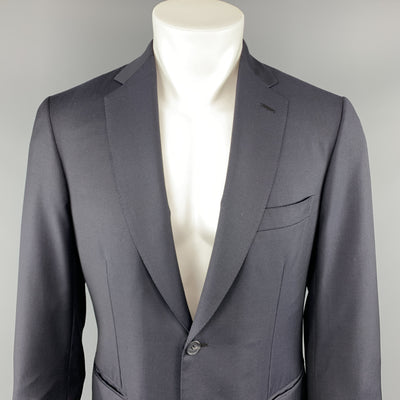 BRIONI 40 Short Navy Solid Wool Notch Lapel  Sport Coat