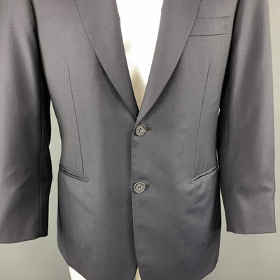 BRIONI 40 Short Navy Solid Wool Notch Lapel  Sport Coat