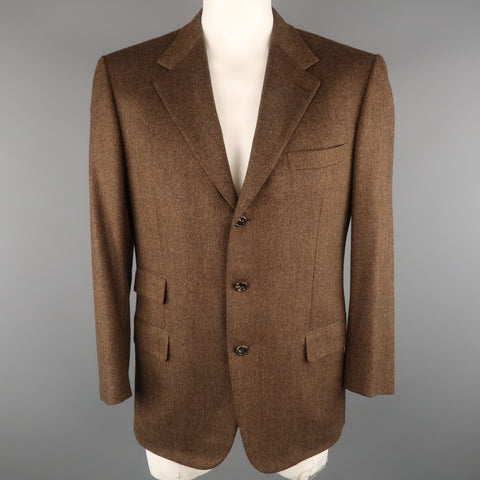 BRIONI 42 Regular Brown & Black Heather Wool / Cashmere Notch Lapel  Sport Coat
