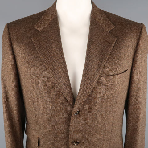 BRIONI 42 Regular Brown & Black Heather Wool / Cashmere Notch Lapel  Sport Coat