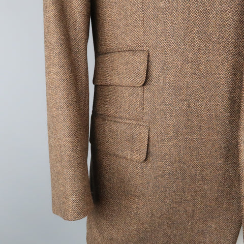 BRIONI 42 Regular Brown & Black Heather Wool / Cashmere Notch Lapel  Sport Coat