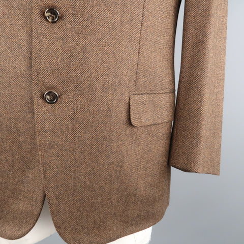 BRIONI 42 Regular Brown & Black Heather Wool / Cashmere Notch Lapel  Sport Coat