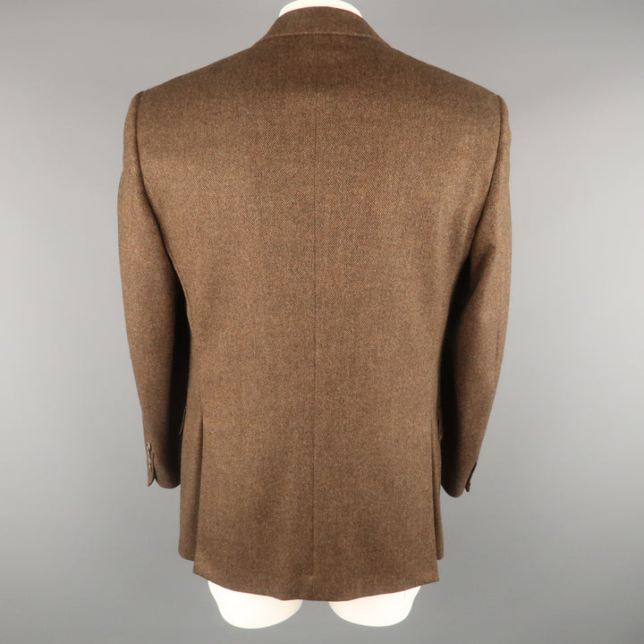 BRIONI 42 Regular Brown & Black Heather Wool / Cashmere Notch Lapel  Sport Coat