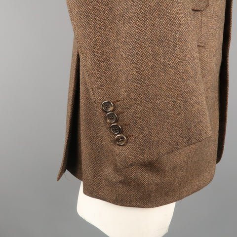 BRIONI 42 Regular Brown & Black Heather Wool / Cashmere Notch Lapel  Sport Coat