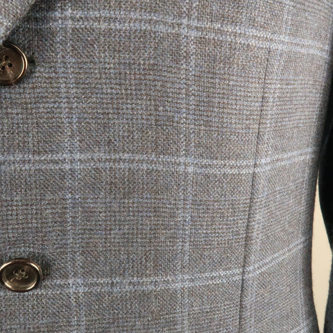 BRIONI 42 Regular Navy Window Pane Cashmere Notch Lapel  Sport Coat