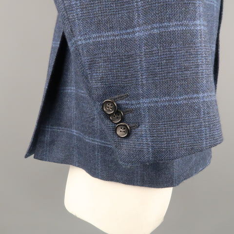 BRIONI 42 Regular Navy Window Pane Cashmere Notch Lapel  Sport Coat