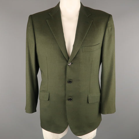 BRIONI 42 Short Olive Cashmere / Silk Notch Lapel  Sport Coat