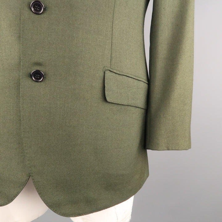 BRIONI 42 Short Olive Cashmere / Silk Notch Lapel  Sport Coat