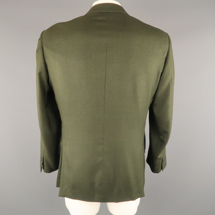 BRIONI 42 Short Olive Cashmere / Silk Notch Lapel  Sport Coat