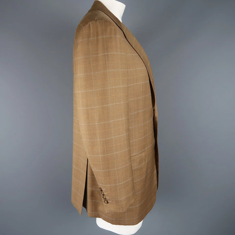 BRIONI 44 Golden Tan Window Pane Wool Two Button Sport Coat BRIONI