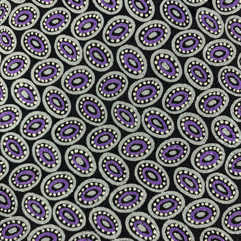 BRIONI Black & Purple Silk Dots Handmade Tie