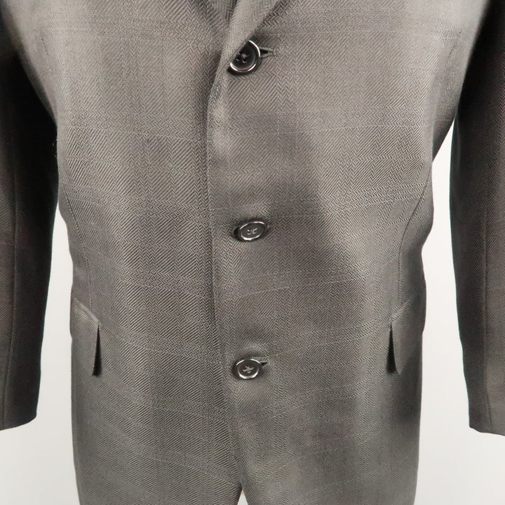 BRIONI Size 42 Black Wool Blend Windowpane Sport Coat