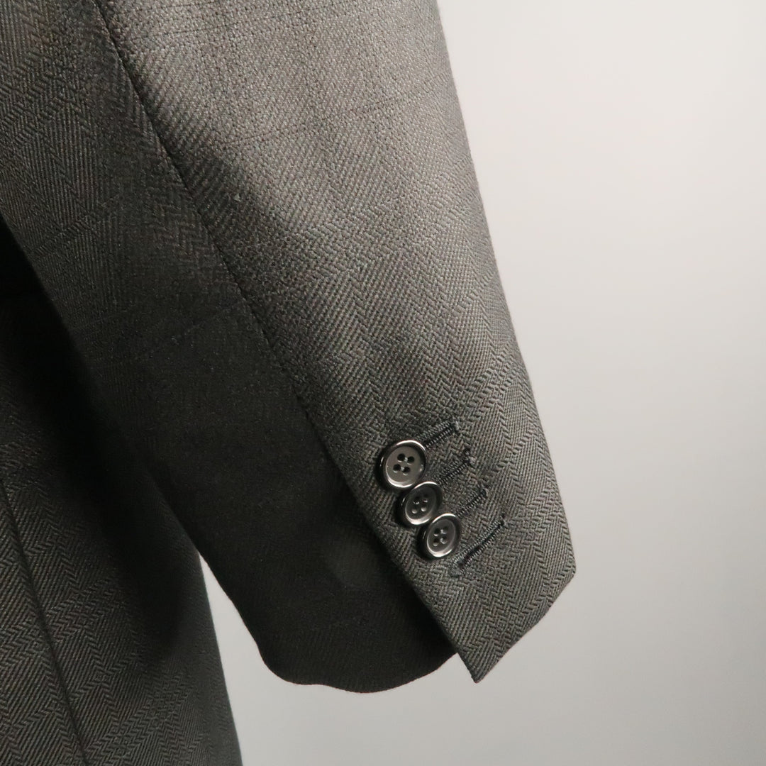 BRIONI Size 42 Black Wool Blend Windowpane Sport Coat
