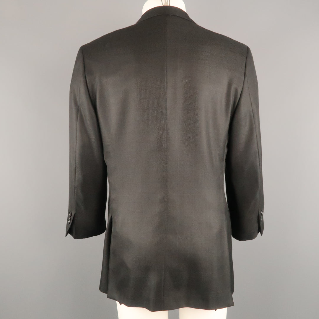 BRIONI Size 42 Black Wool Blend Windowpane Sport Coat